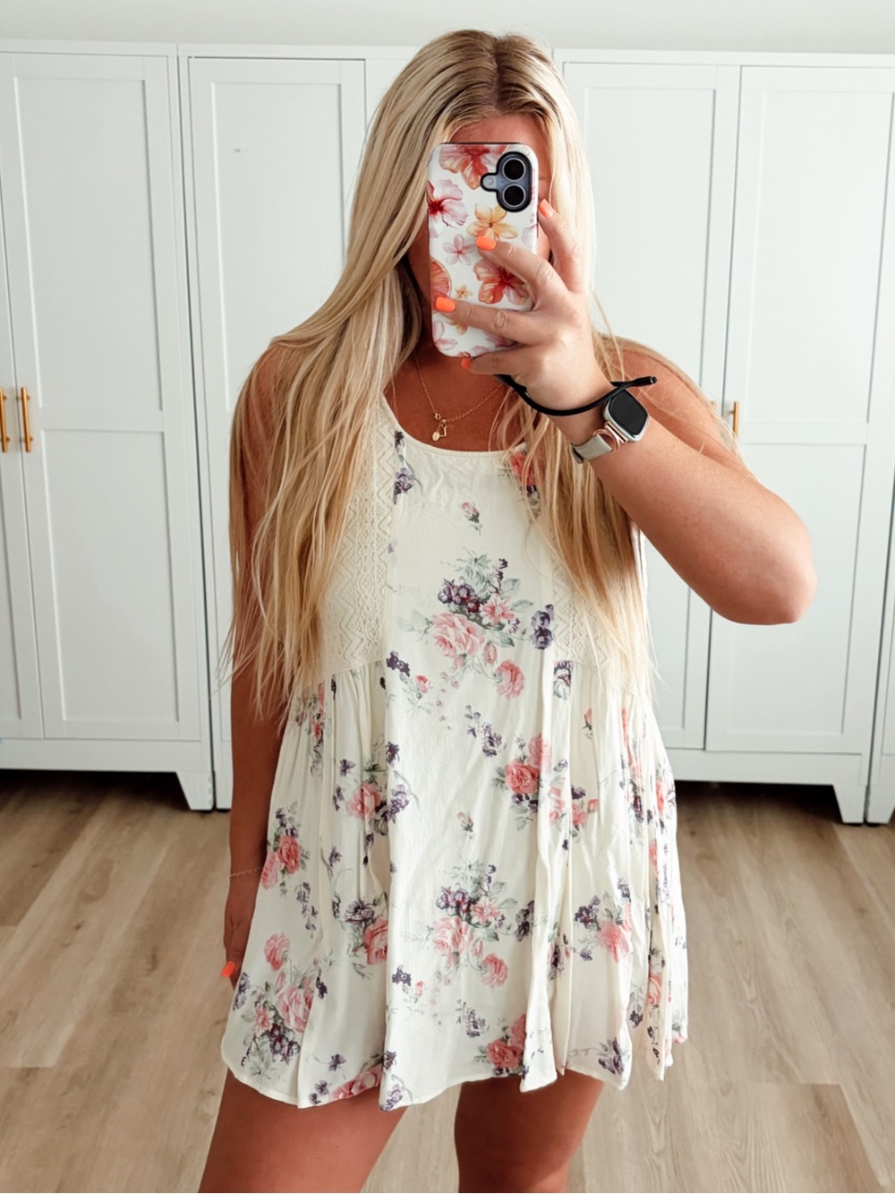 🆕 NWT Cream pink and purple color pastel floral lace flowy dress